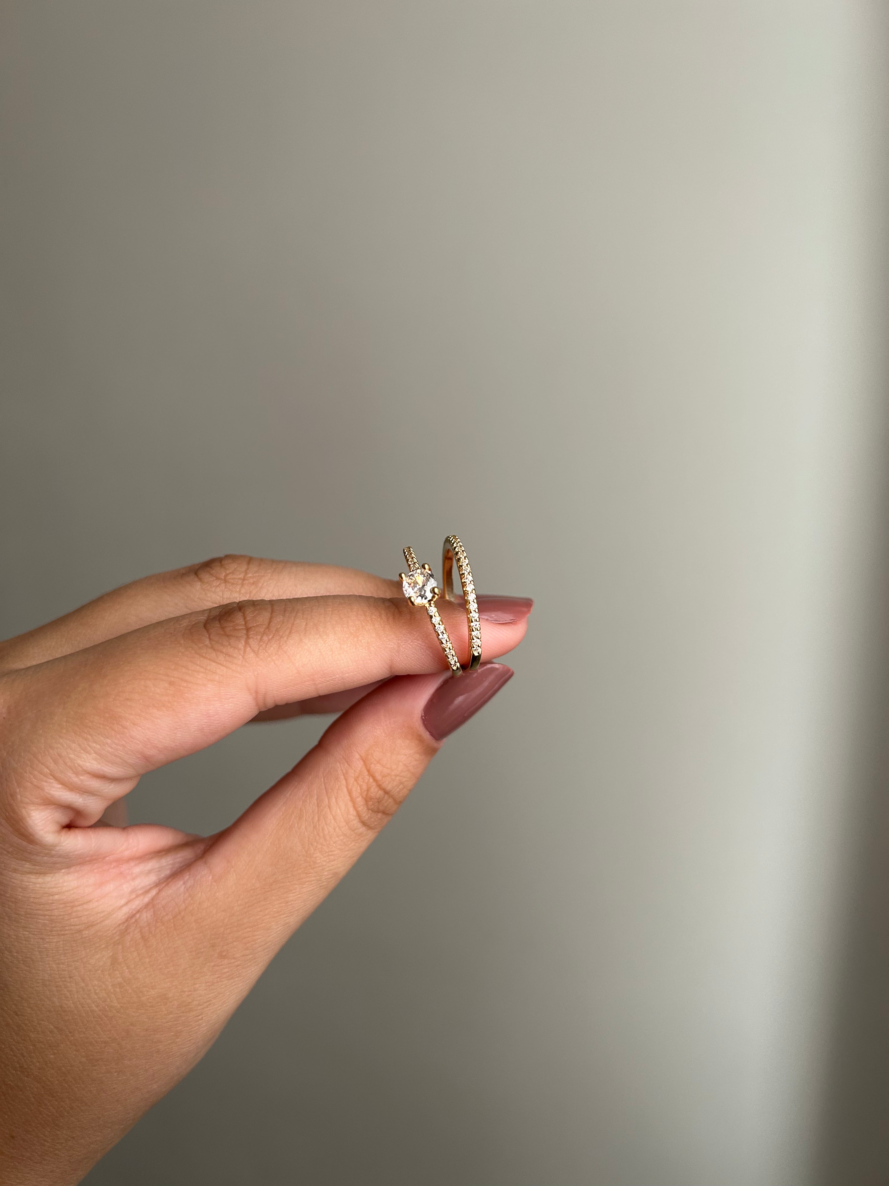 Anel Solitário + Aparador de Aliança